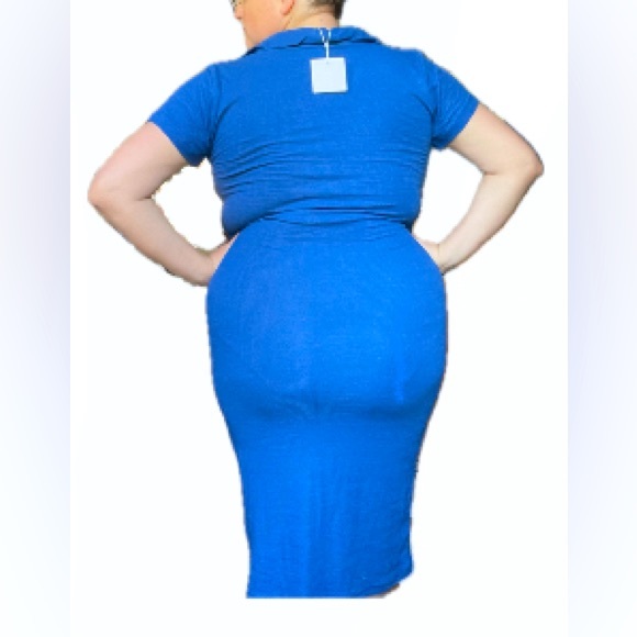 Public Desire Ribbed Collared Dress, Size 14, BodyCon, Royal Blue - Picture 4 of 5